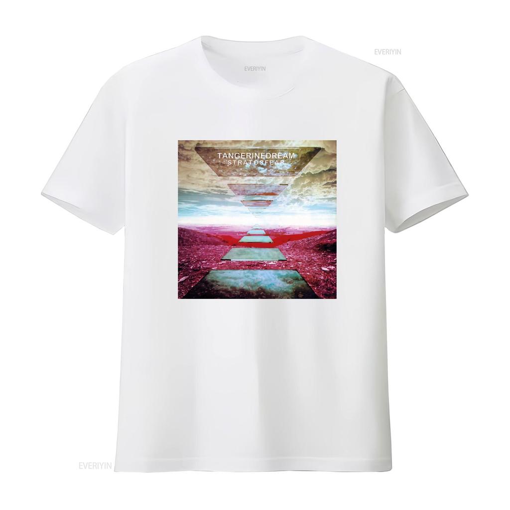 Camiseta de Algodón Suave Tangerine Dream Stratosfear Estampado Diseño Inspirado en Banda de Rock Retro Top Lavado Vintage Para Uso Diario