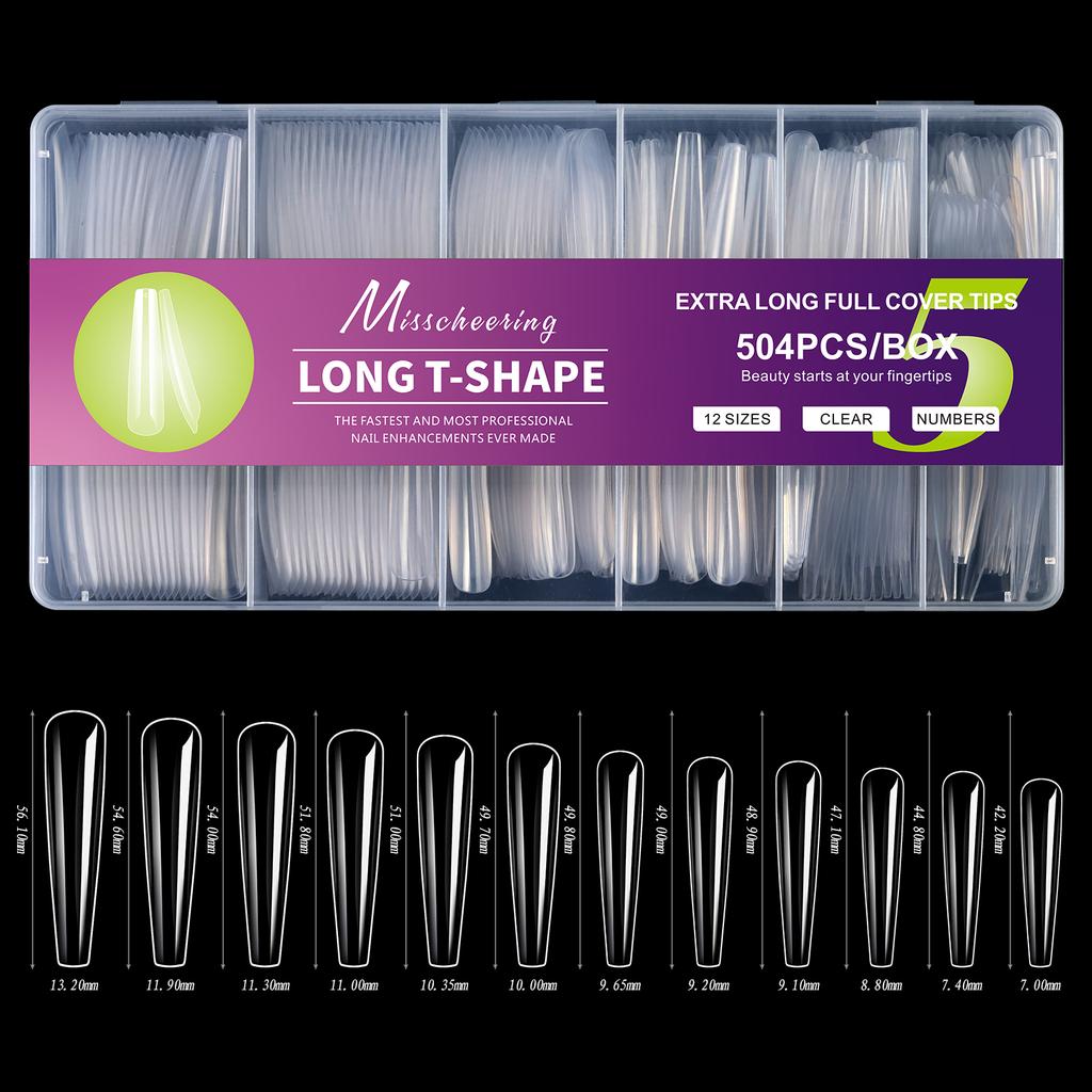 504pcs 2XL Soft Gel Nail Tips Super Long Ballerina Nails Press On Nail Full Cover Nail Art Capsule Fake Tips Extension Tools