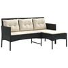 Garden Sofa Set with Cushions 2 pcs Black and Cream Poly Rattan