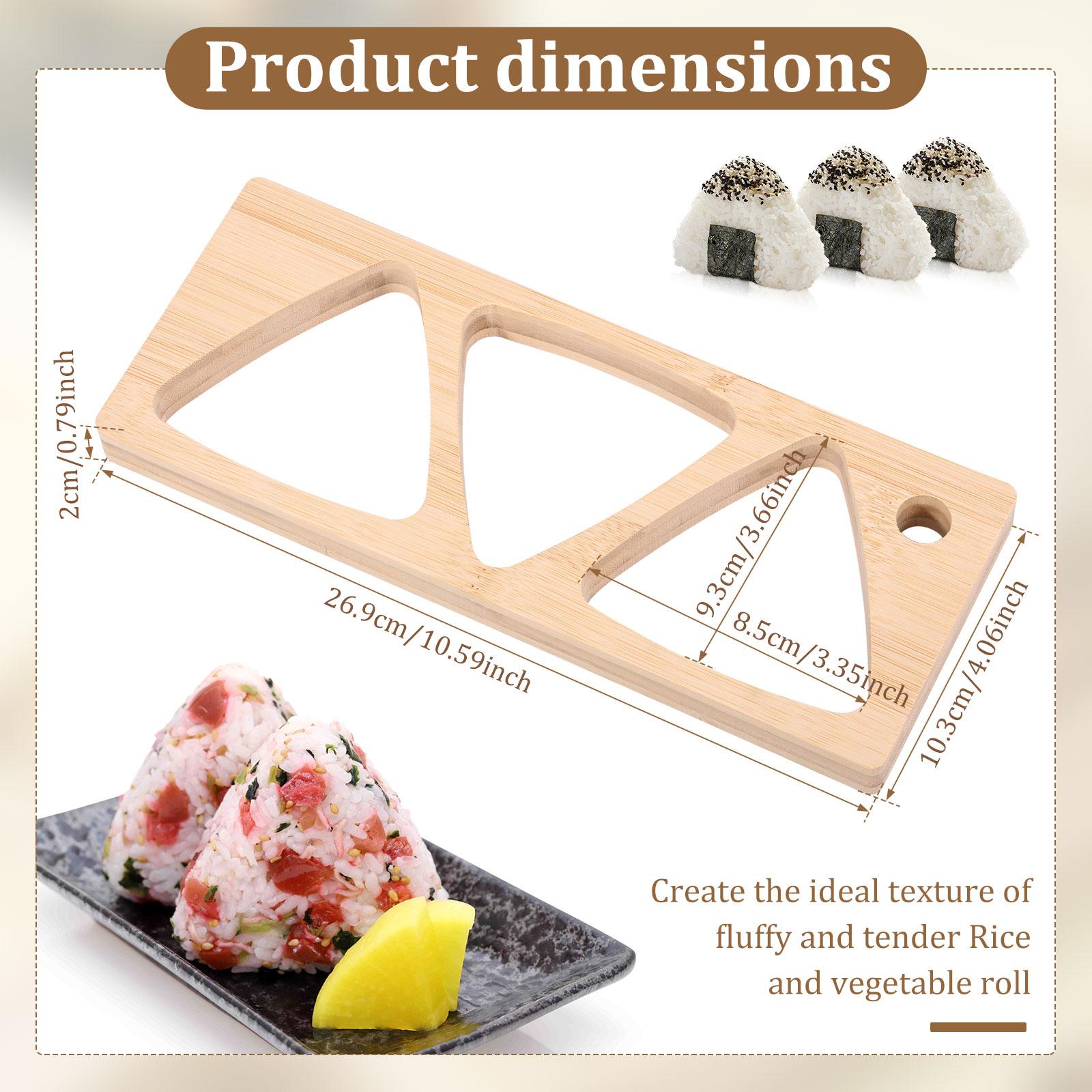 

3 In 1 Onigiri Mold Wooden Rice Ball Maker Fit Picnics 3 Holes Multi-shaped Sushi Mold for Kids School Bento Family Lunch Snack