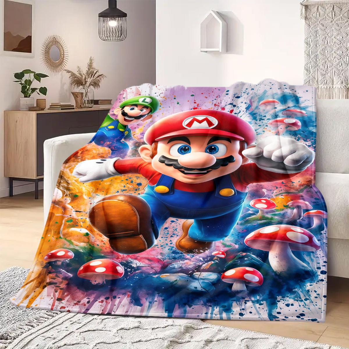 

Mario Anime Print Blanket Warm Comfortable Flannel Blanket Suitable for Bedrooms, Sofas, Beds, Chairs, Picnics, Travel 75x90cm