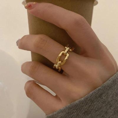 Gold Color Finger Rings INS Fashion France Gold Plated Creative Geometric Elegant Party Jewelry Gifts for Women