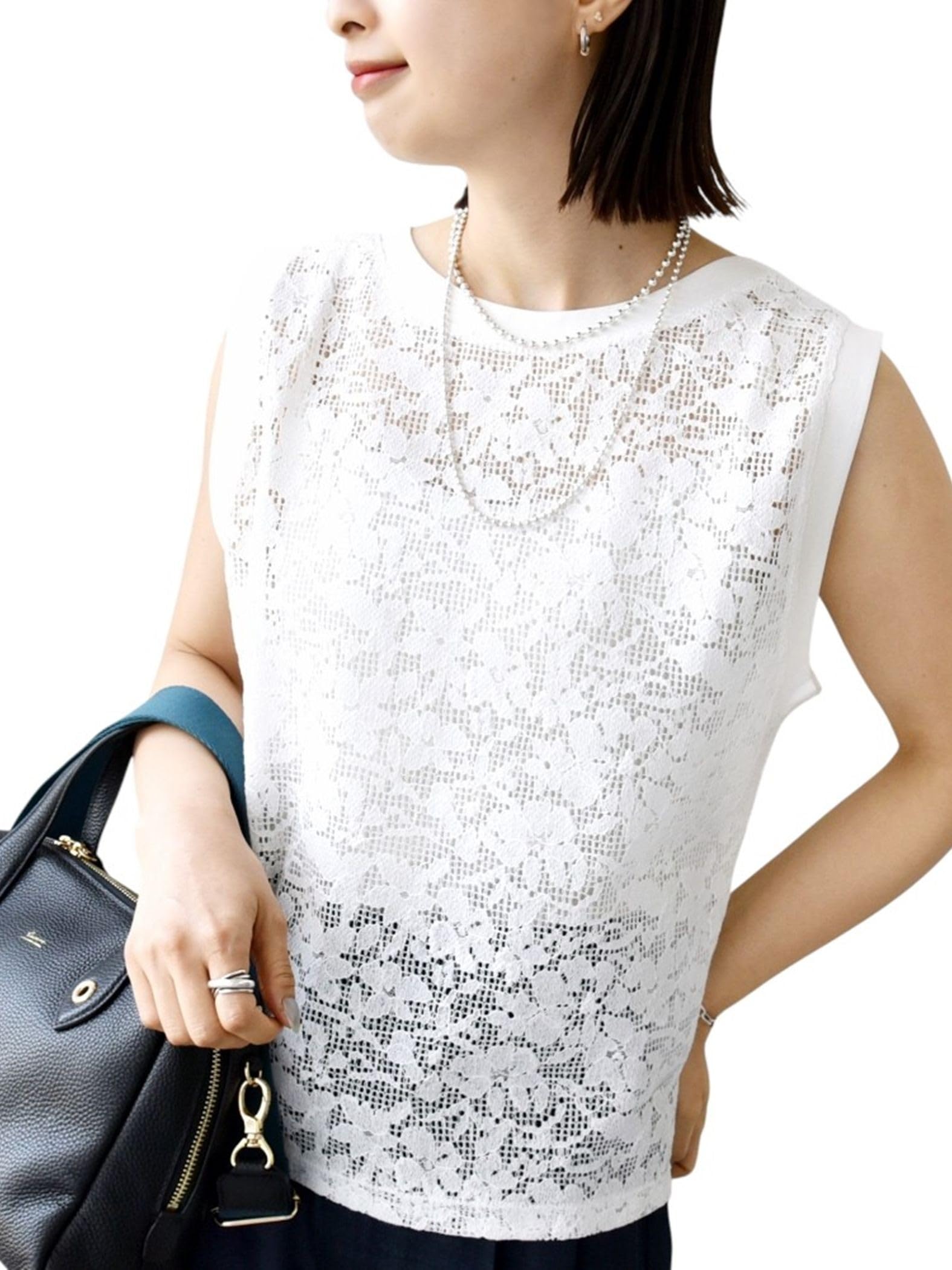 

Ships for Women Hand Washable Organic Cotton Lace Sleeveless One Size Pullover, 312430029, White, белый