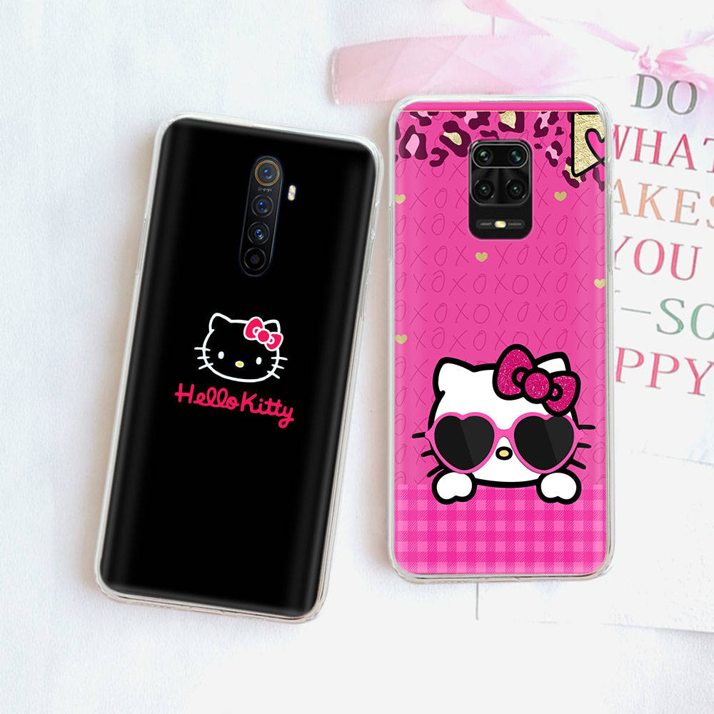 JZ23 Hello Kitty Transparent Case for Samsung A04 A14 A23 M33 M53 Realme 10 9 C35 C55 VIVO Y02 X80 Infinix Hot 30 Note 11 Tecno Spark 8P Pro