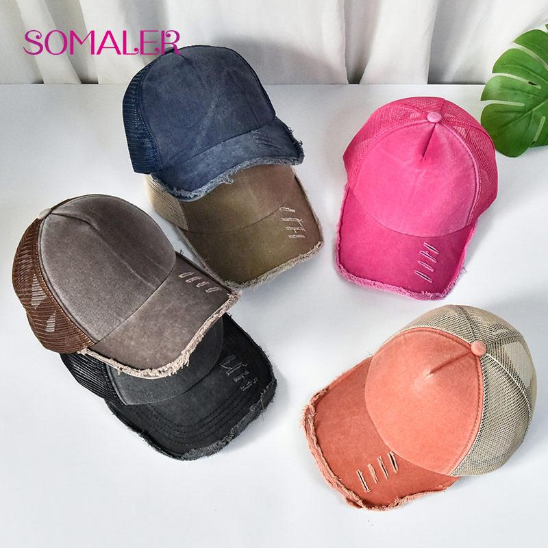 Unisex Sommer Baseballkappen mit Netzrücken Outdoor Einfarbig Retro Baseballkappe für Damen Vintage Sport Schirmmützen für Teenager