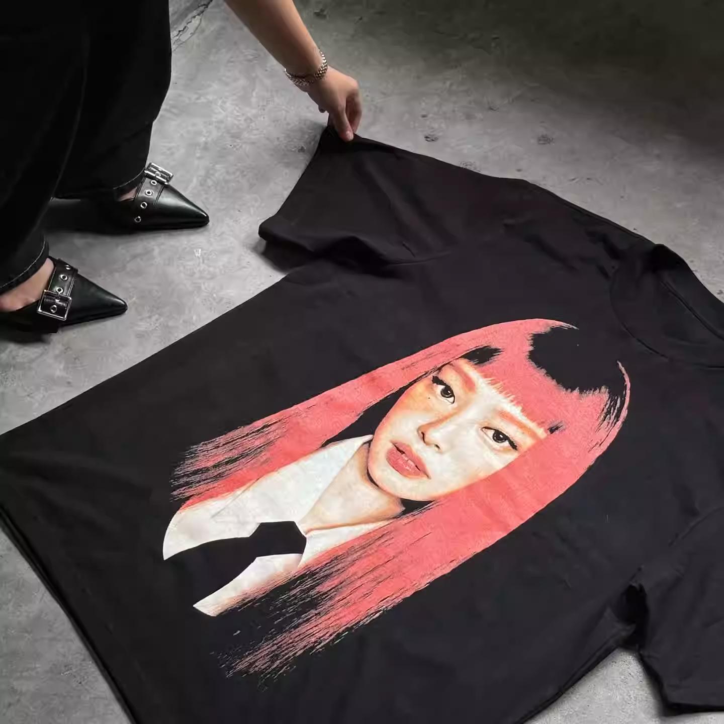 

Тысячи сирот! Американский Тяжелый Прямой Впрыск! Jienie Супер Крутой Уличный Тренд Универсальная Футболка с Коротким Рукавом Свободная 4XL