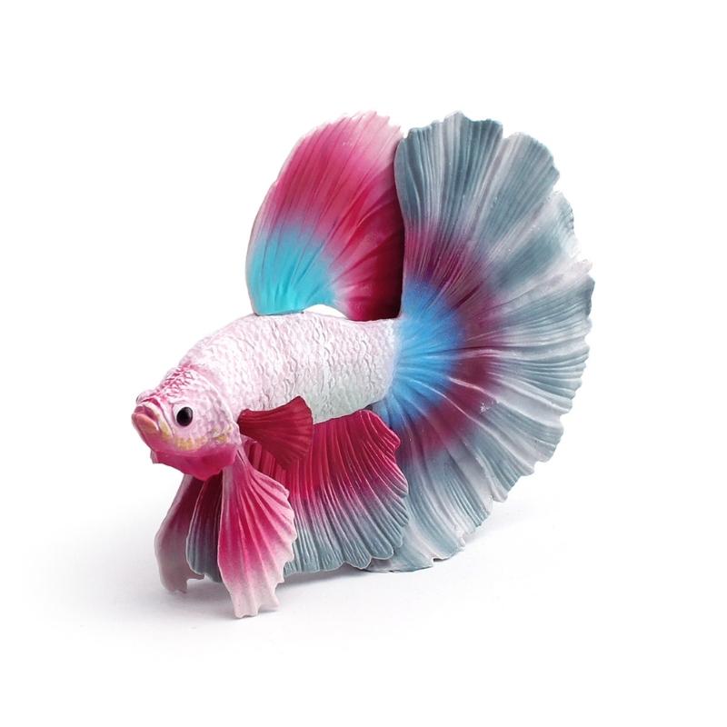 Mini Betta Fish Statue for Shelf Decors, Colorful PVC Tropics Fish Model Ornament with Realistic Detail for Desk and Living Space