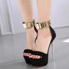 Fashion Designder Metal Ankle Cover Strap Women Sexy 16CM Sandals Platform High Heels Party Club Stripper Pole Dance Shoes