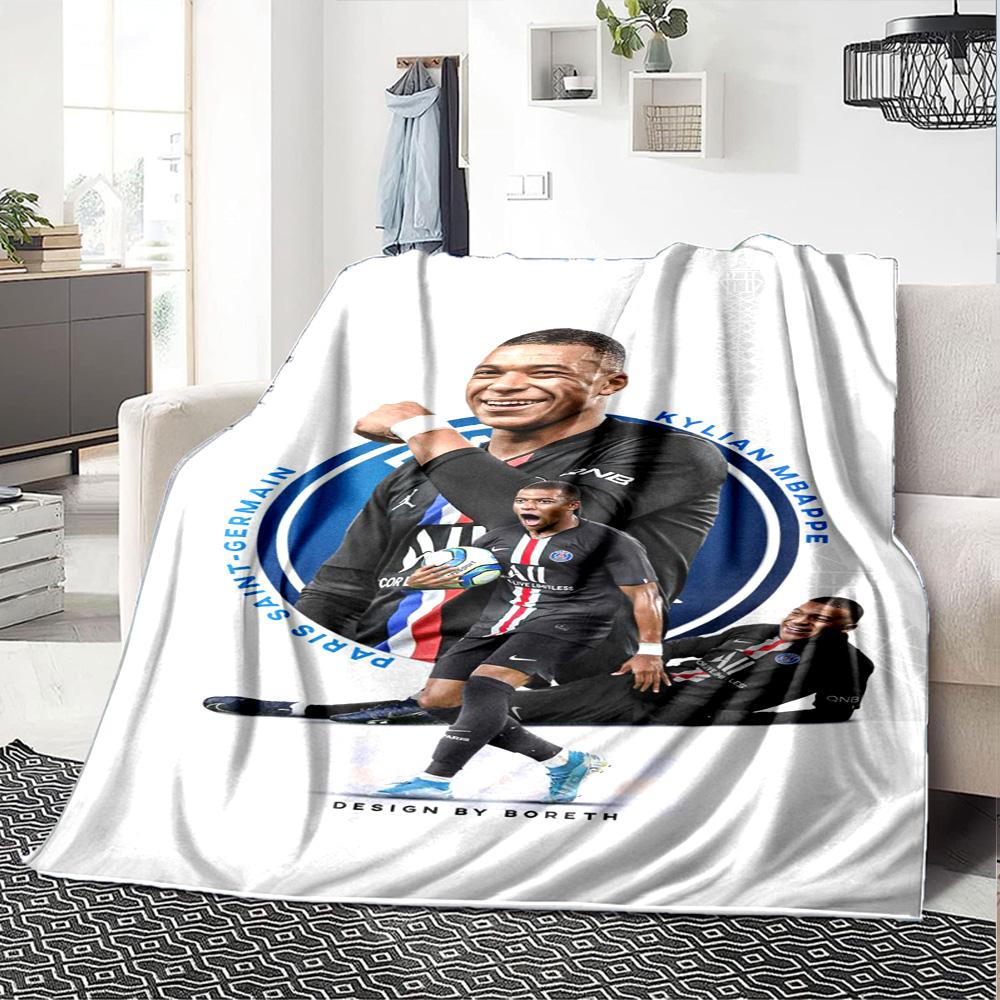 Star Player Kylian Mbappé Blanket Comfortable Suitable for Chair Bed Seaside for All Occasions Warmthful Decor Ideal Gift For Birthday Valentine'S Day