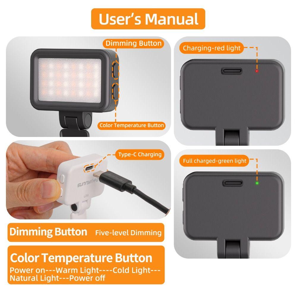 Three Color Lighting Magnetic Fill Light for DJI Osmo Pocket 4 Camera Accessories