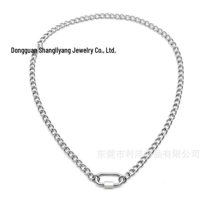 European Hot-Selling Cuban Screw Clasp Hip Hop Necklace Bracelet 5mm Length 19cm