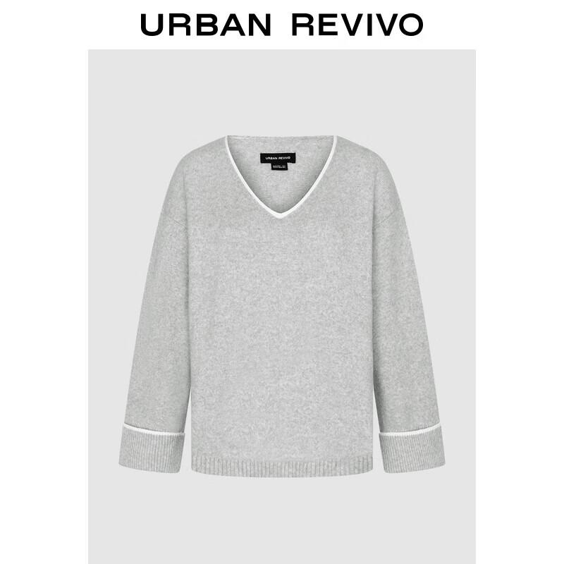 

Женский контрастный трикотажный свитер с V-образным вырезом M