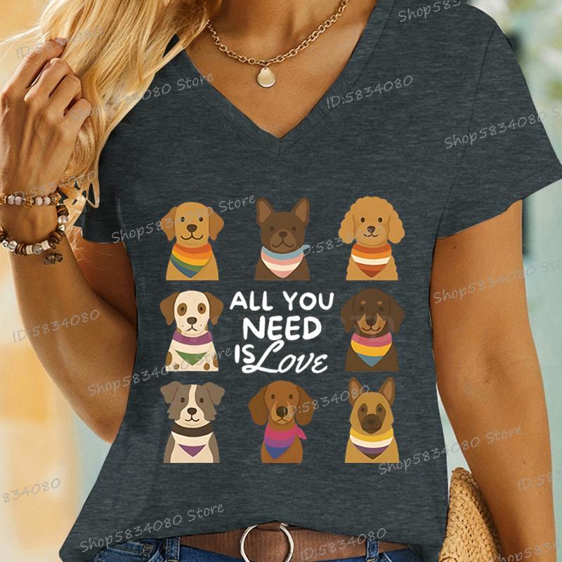 All You Need Is Love TShirt for Women Cute Gift for LGBTQ Dog Mom Casual Tops LQBTQ Pride TShirts Summer Womens Clothing