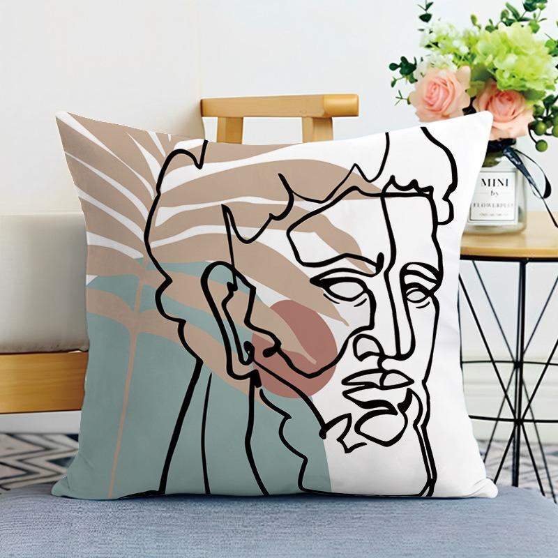 Morandi Simple Printed Decorative Pillowcase Bedroom Living Room Square Cushion Pillowcase