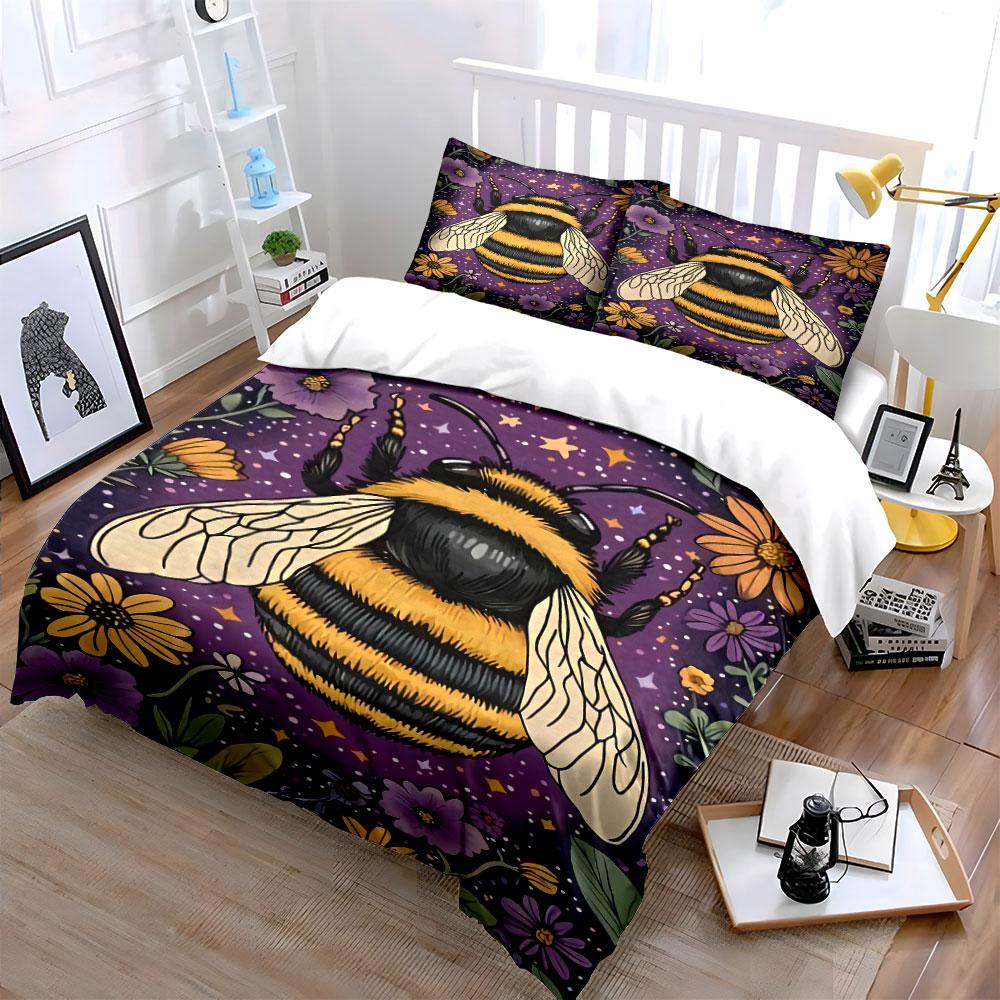 Bee, flowers, stars, leaves. Bedding sets Duvet cover sets Duvet covers Pillowcases(1* Duvet Cover 2* Pillowcases without duvet insert)