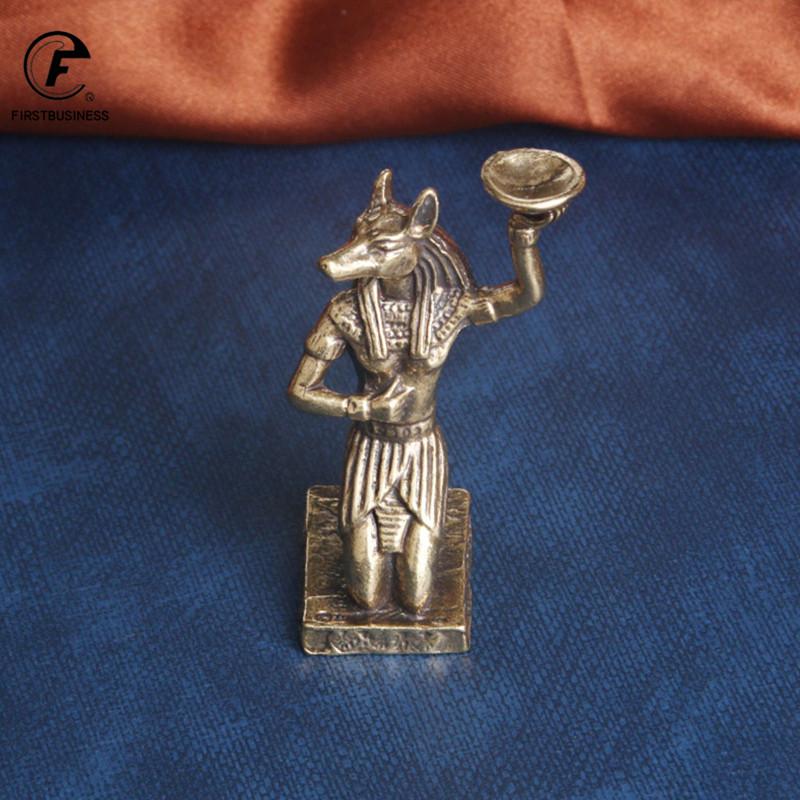 Ancient Egypt Grim Reaper Solid Brass Statue Desk Ornament Antique Figurine Sandalwood Holder Candlestick Crafts Home Decoration