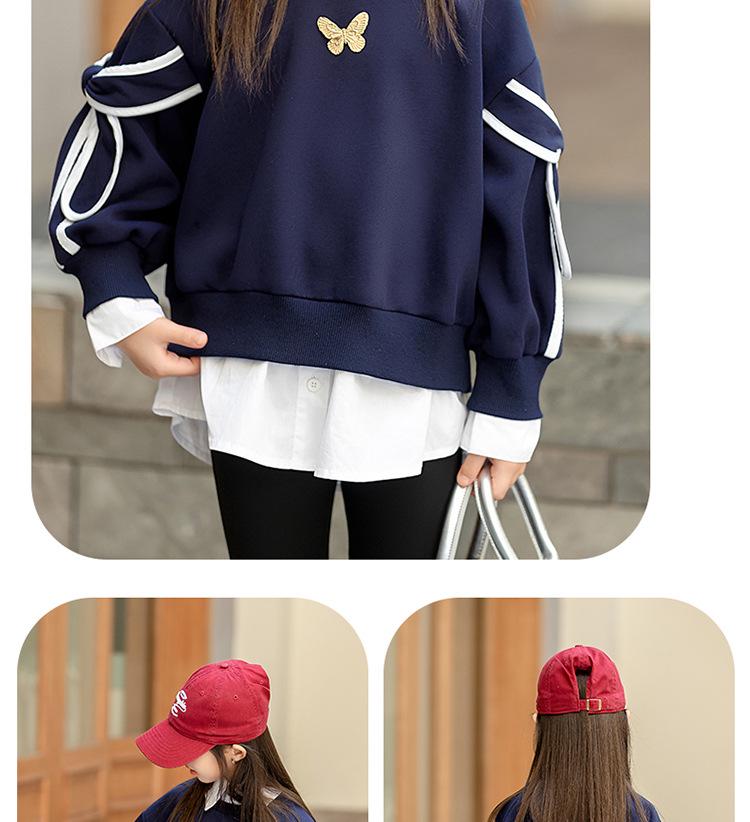 Girls' Trendy Sweatshirt: Spring/Autumn Two-in-One Shirt with Stylish Collar for Kids