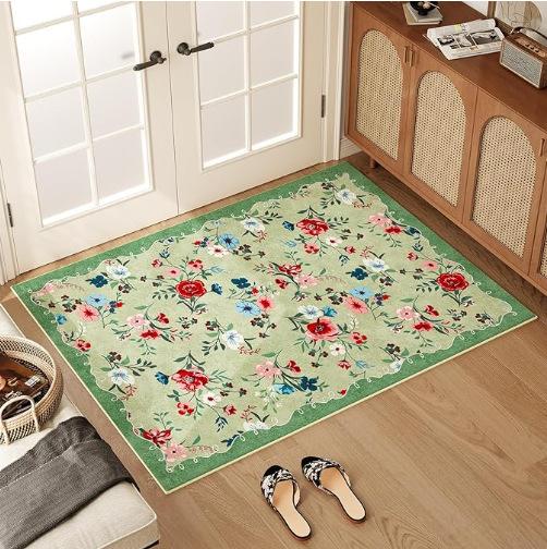 Floral Floor Mat Home Ethnic Style Entrance Door Mat Wear-resistant and Dirt Resistant Floor Mat
