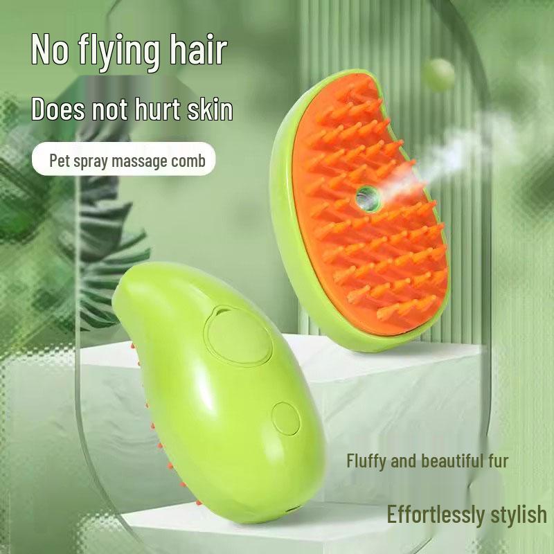 Electric One-Button Pet Spray Comb: Anti-Flyaway Steam Brush for Dogs & Cats