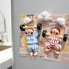 2pcs Halloween , Christmas 3D Fridge Magnets , Creative Striped Weightlifting Design , Thick , Smooth Resin Kitchen Decor