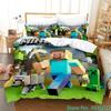 3D Cartoon Minecraft Duvet Cover for kids,Game Simulated World Bedding Set,Duvet Cover Pillowcases with Zipper Youth Kids Gift