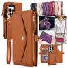 Crossbody Leather Wallet Case for For Samsung Galaxy S26U S26 Plus S25E S25 Ultra S24 FE S23+ S22 Strap Phone Cover Flip Case Bag