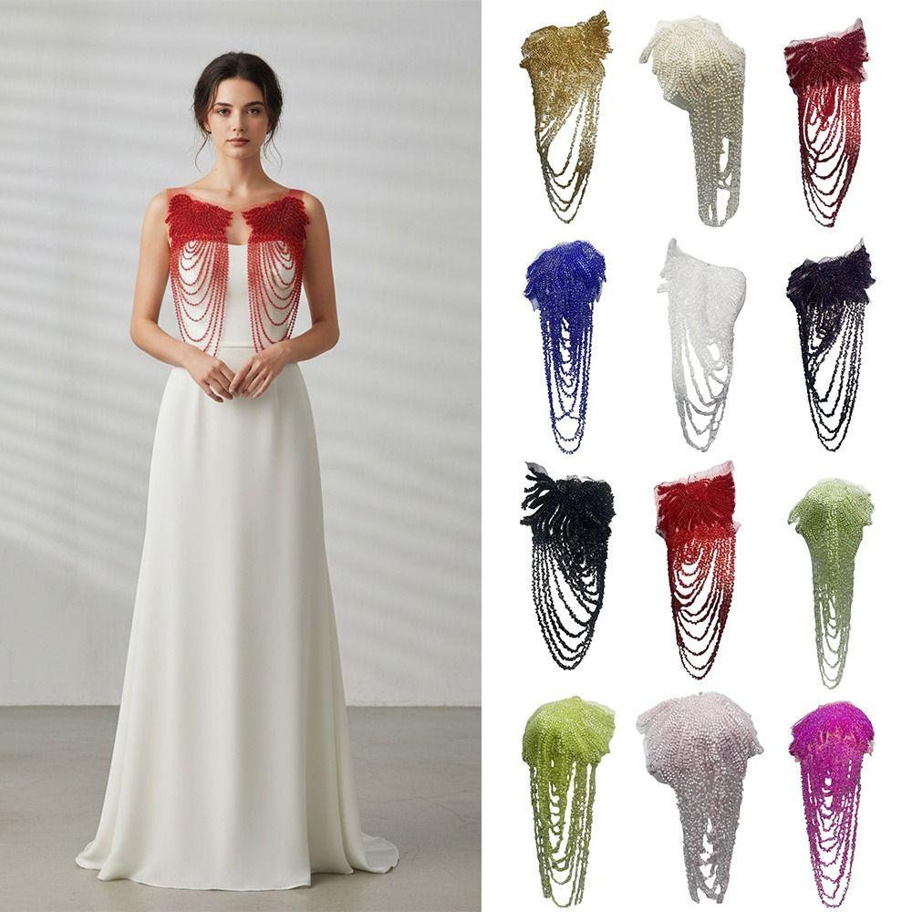 Fringed Design Crystal Beads Patch Heavy Industry Embroidery Removable Decoration Tassels Applique Handmade Sewing