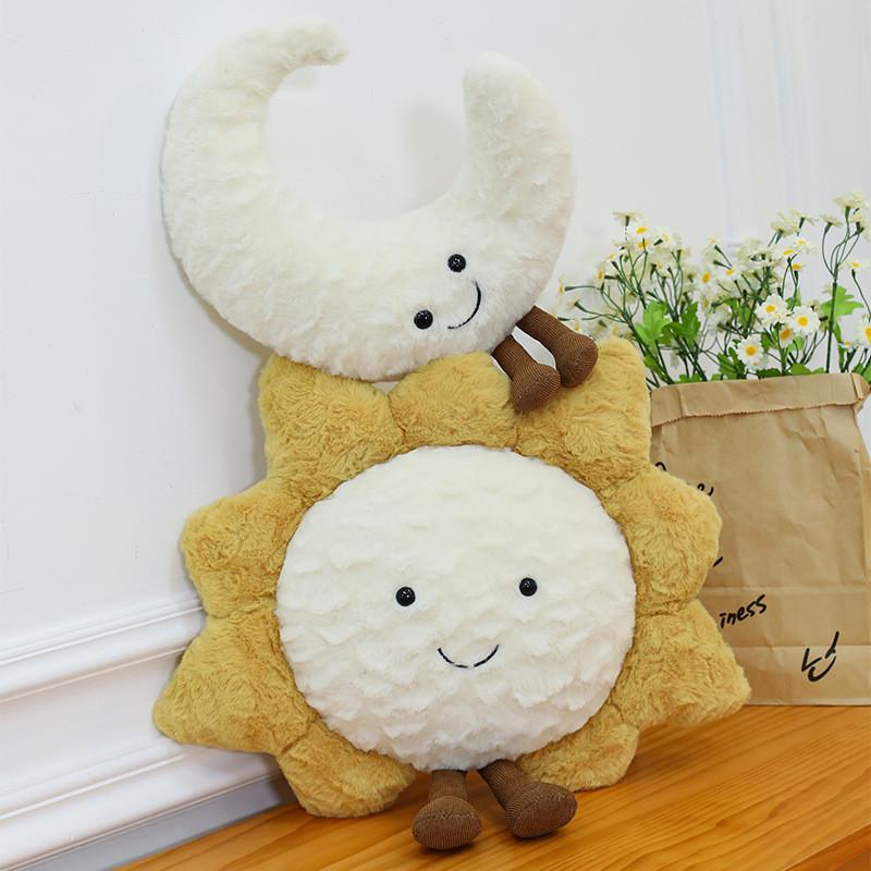 Moon Face Sun Plush Pillow With Soft Pp Cotton For Living Room Decor