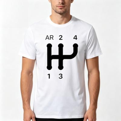 Unisex 100% Baumwolle 4-Gang Unisex Schaltschema Autoenthusiast Grafik T-Shirt Lässige Automotive Herren T-Shirts