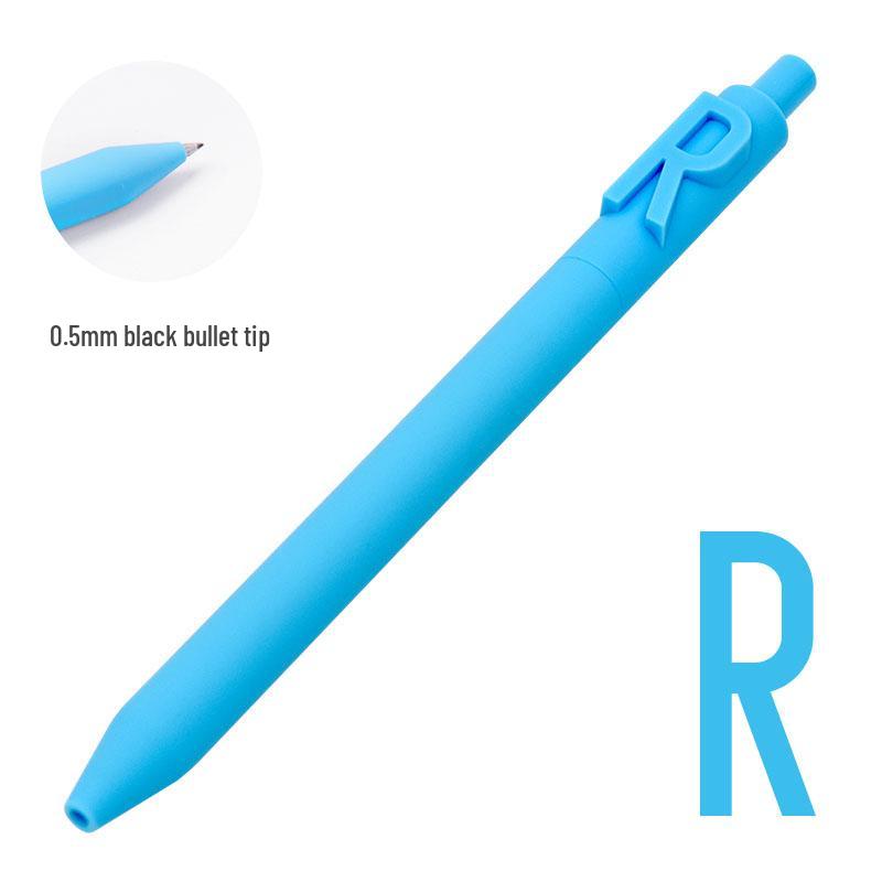 Shuyuan Black Gel Pen - Push-Button, Student Use, Minimalist Design, Candy-Colored Silicone Barrel.