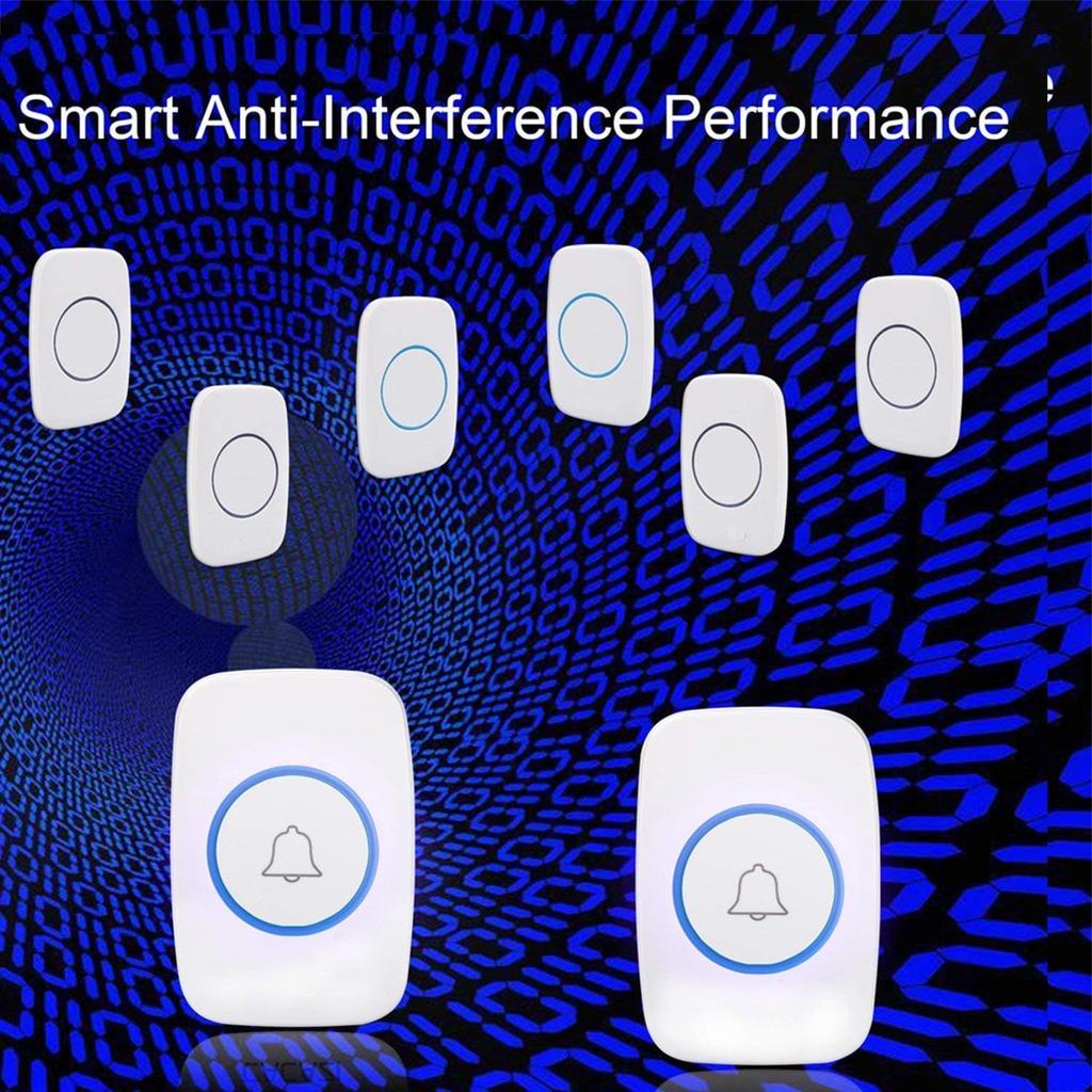 Wireless Doorbell, Waterproof Door Bell Kit with 1 doorbell sound and 1 working switch (Includes an alkaline battery), Operating at 500Feet,