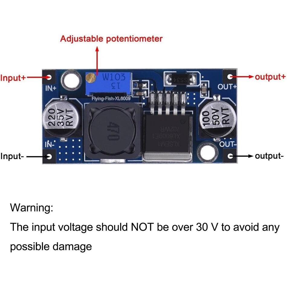 6Pc XL6009 Boost Converter Module DC-DC 3-32V To 5-35V Adjustable Output Voltage 4A Power Supply Power Converter Board Regulator