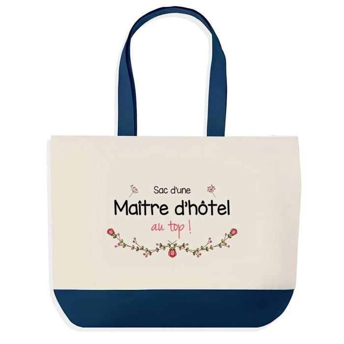 Tote bag - PLANETEE - Maître d'Hôtel au Top - Fond bleu - Coton - 40x45 cm