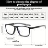 4 Pairs of Rectangular Pochromic Reading Glasses Simple and Fashionable Suitable for Men and Women