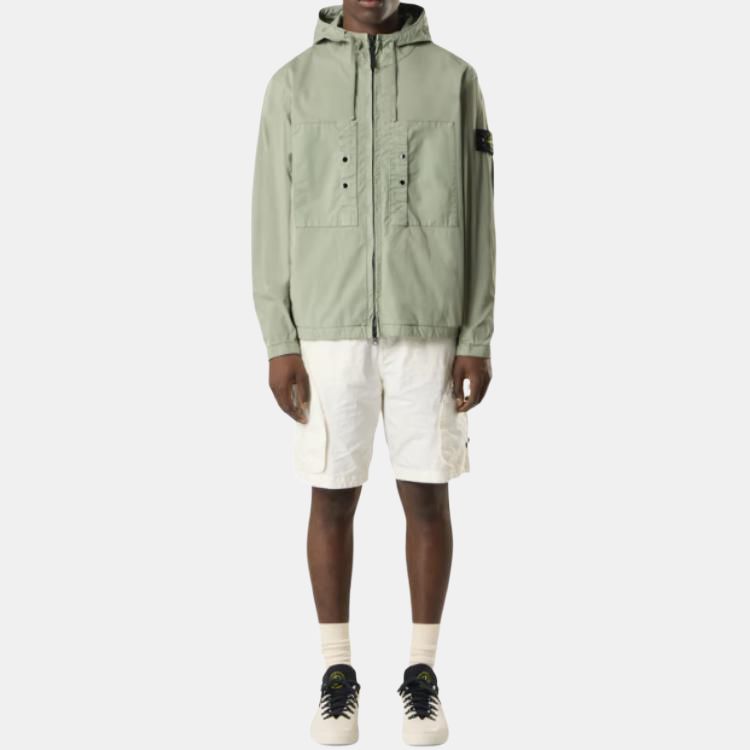 STONE ISLAND Solid Color Hooded Long Sleeve Jacket Men Jacket Sage K1S154100091S0010-V0055