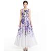 Women's Floral Print Sleeveless Summer Boho Beach Dress Print Elegant Square Neck Big Swing Long Maxi Dress