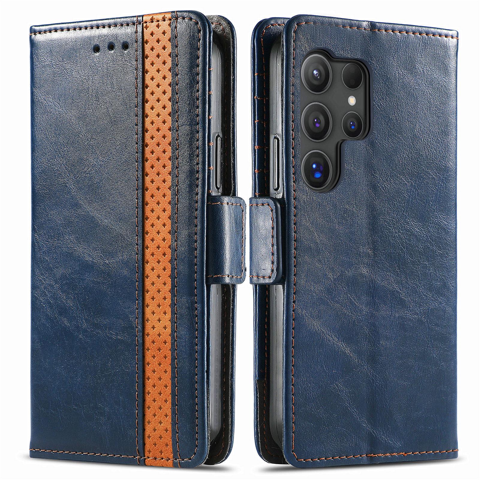 

For Samsung Galaxy S25 Ultra Phone Cases CASENEO PU Leather Cover Stand with RFID Blocking Wallet Khaki
