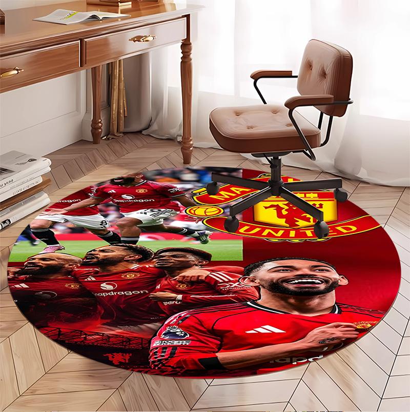 Tappeto Rotondo con Fantasia Football United F.C, Tappetino da Interno/Esterno, per Picnic, Sala Giochi, Camera da Letto, Ufficio, Soggiorno, Tappeto Decorativo per la Casa, Regalo di Compleanno