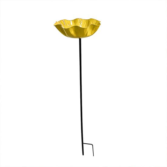 

Handmade Metal Bird Feeder Garden Stake with Pollinator Water Station Bird Bath for Water Feeder with Flower Design for Outdoor Yard Decor темно-желтого