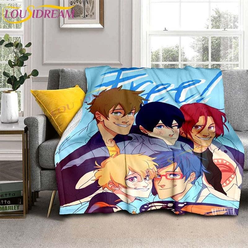 Gratis Iwatobi Swim Club Dekens Cartoon Bedspreien Dekens Anime Flanellen Dekens Bank Bed Dekens Plaid Dekens Cadeaus