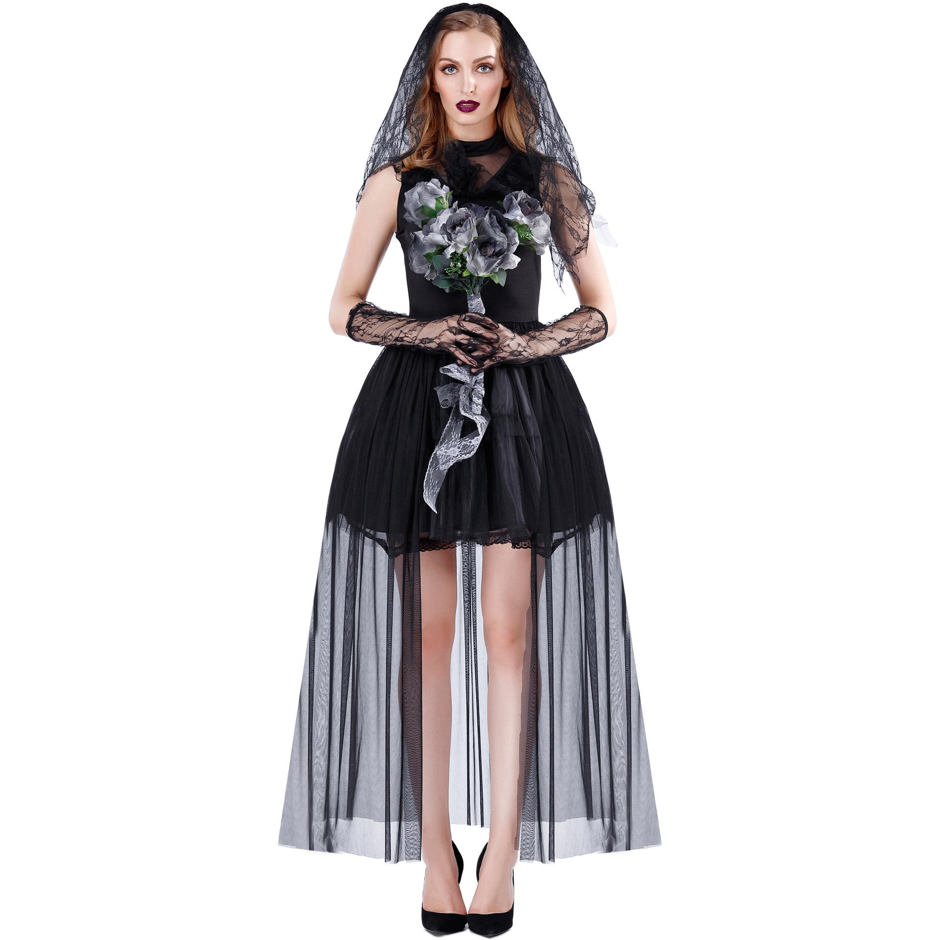 

Adult horror ghost girl, vampire bride, halloween costume, dark cape witch costume women s clothing M