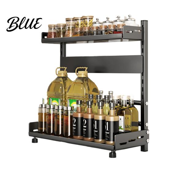 Portaspezie Robusto Rastrelliera da Cucina in Acciaio al Carbonio 2/3 Livelli Organizer da Banco per Condimenti Organizzatore Portabottiglie Multi-Livello per Spezie