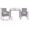 VidaXL Ensemble à manger de jardin et coussins 3 pcs gris rotin verre, ensemble de salle à manger d'extérieur, meuble de 3278651