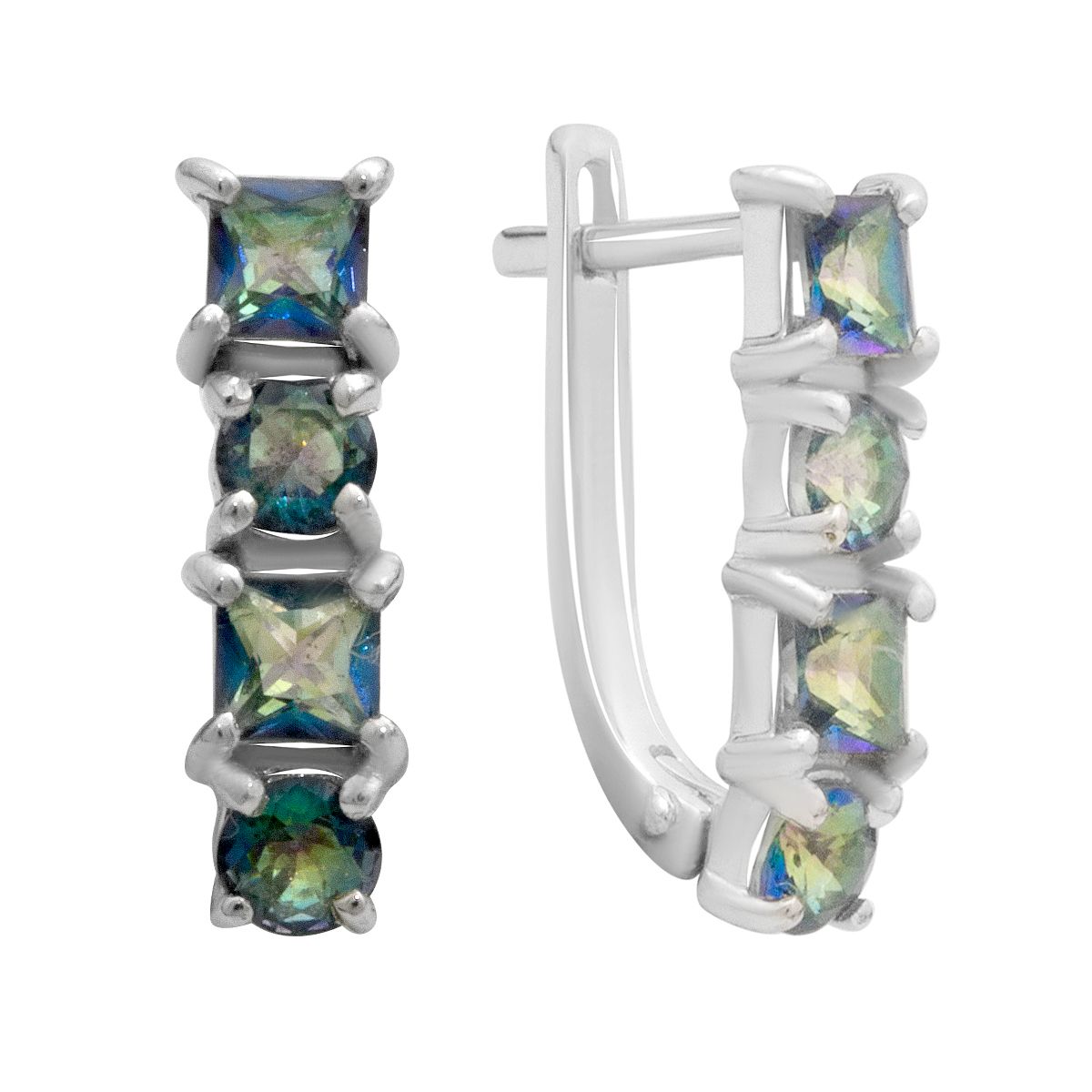 

Silver earrings with mystic topaz 1.8ct (2179184) різнокольорові кольору