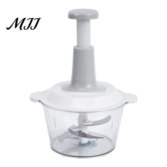 Compact Food Slicer Manual Chopper, Hand Press Garlic Mincer with 3D Stainless Steel Stuffing Processor Blades, 1.5/2L Nuts Eggs Herb Crusher,