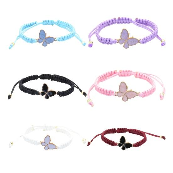 Butterfly Braided Bracelet Handcrafted String Rope Bracelet Adjustable Cheerleader Wristlet Party Favor