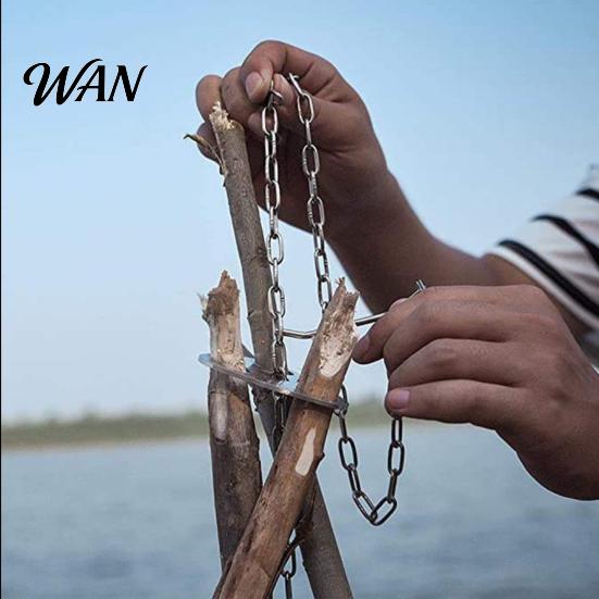 Portable Campfire Tripod Board with Chain, Turn Branches into Tripod, Stainless Corrosion-resistant Accessory Steel Support Plate, Cooking Accessories