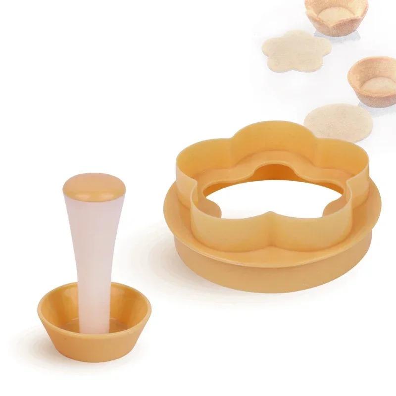 Flower Shape Pastry Dough Tamper Tart Kit Shell Mold Tart Cutter Dough Cookie Biscuit Cutter Set DIY Cupcake Biscuit Baking Mold