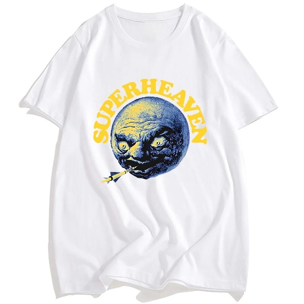 

Oneck Design Graphic Merch Print Shirts SUPERHEAVEN Moon Tee Loose Summer Unisex Streetwear Cotton Short Sleeve Fashion Tshirt S