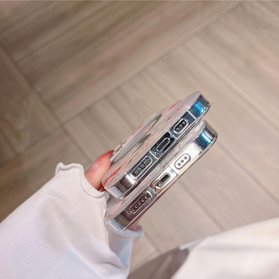 Scrub Floral For Magnetic Wireless Charge Case For For Iphone 17 Air 16 15 14 13 12 11 Pro Max Plus Shockproof Acrylic Cover